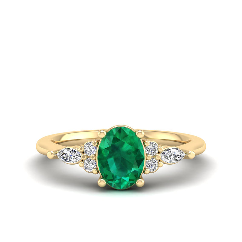 14K Yellow Gold - Emerald