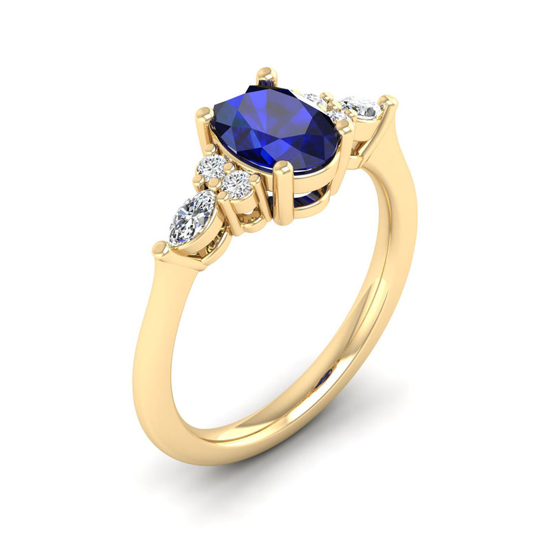 14K Yellow Gold - Sapphire