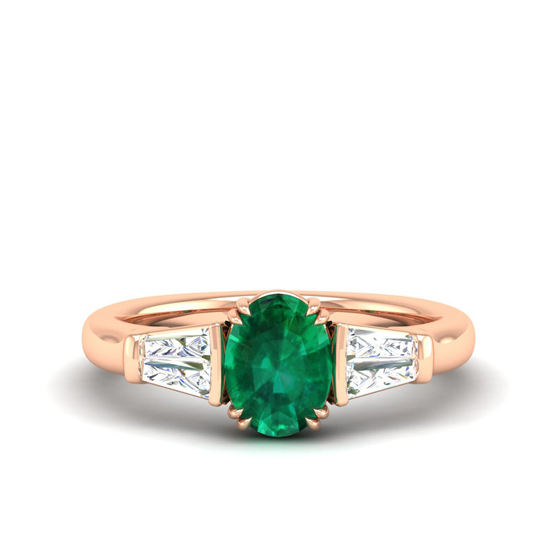 14K Rose Gold - Emerald