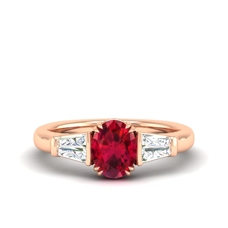 14K Rose Gold - Ruby