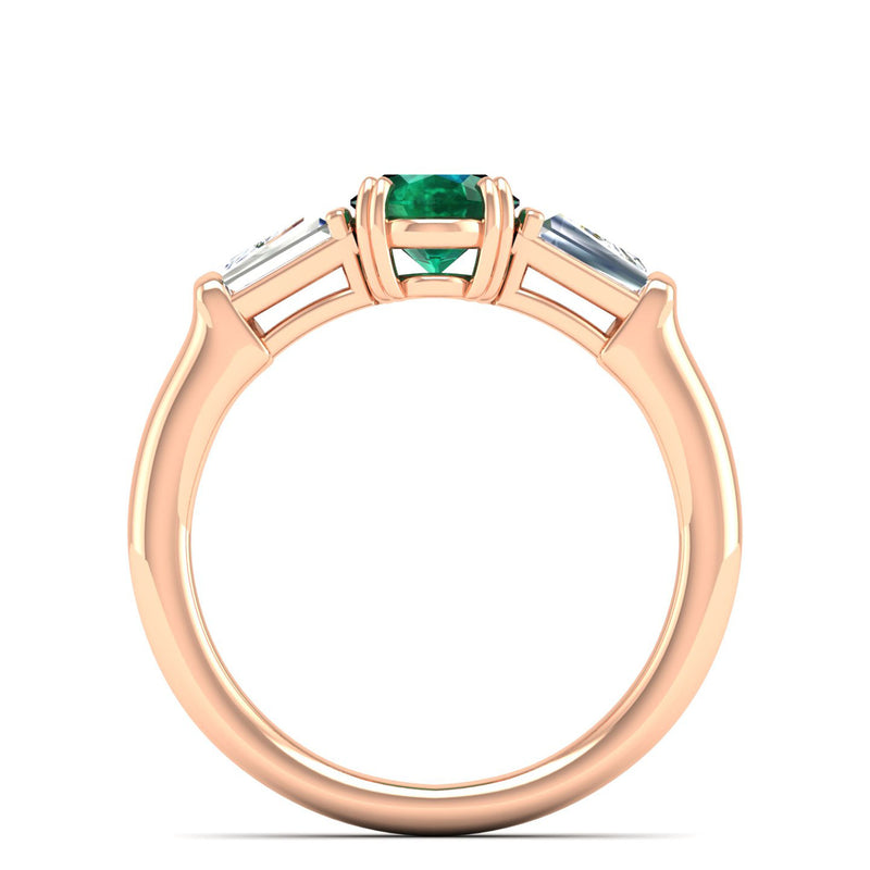14K Rose Gold - Emerald