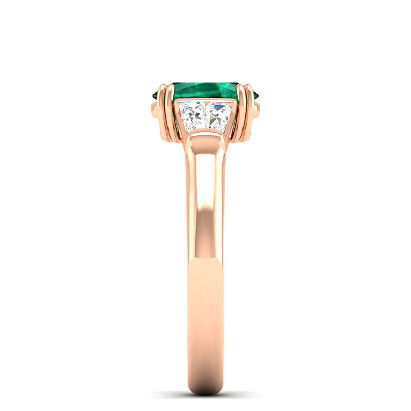 14K Rose Gold - Emerald