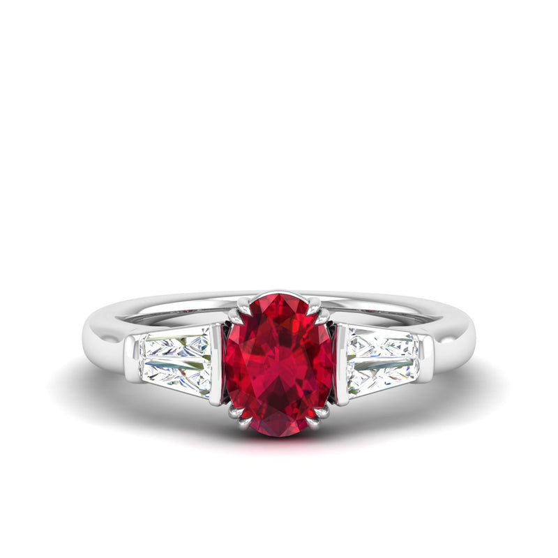 14K White Gold - Ruby
