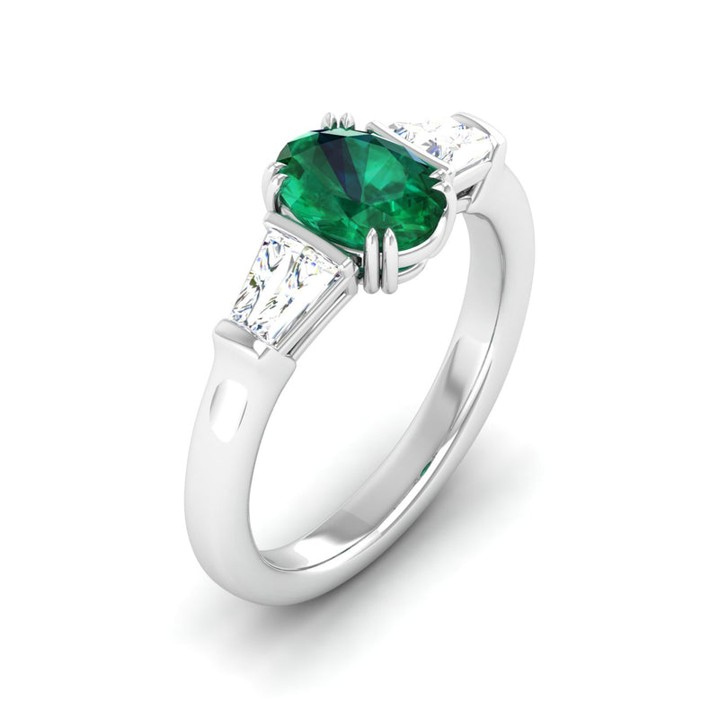 14K White Gold - Emerald