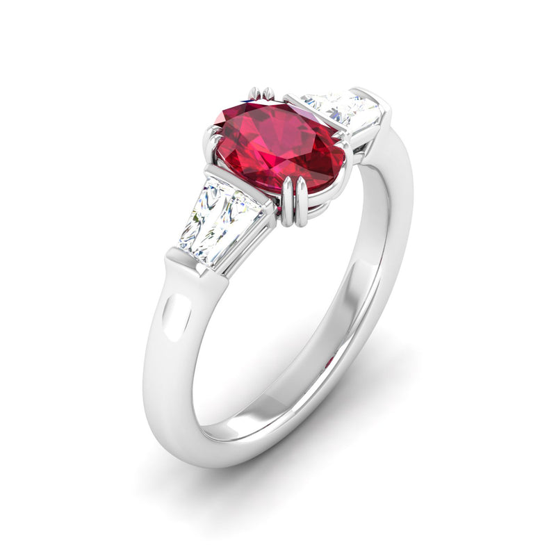 14K White Gold - Ruby