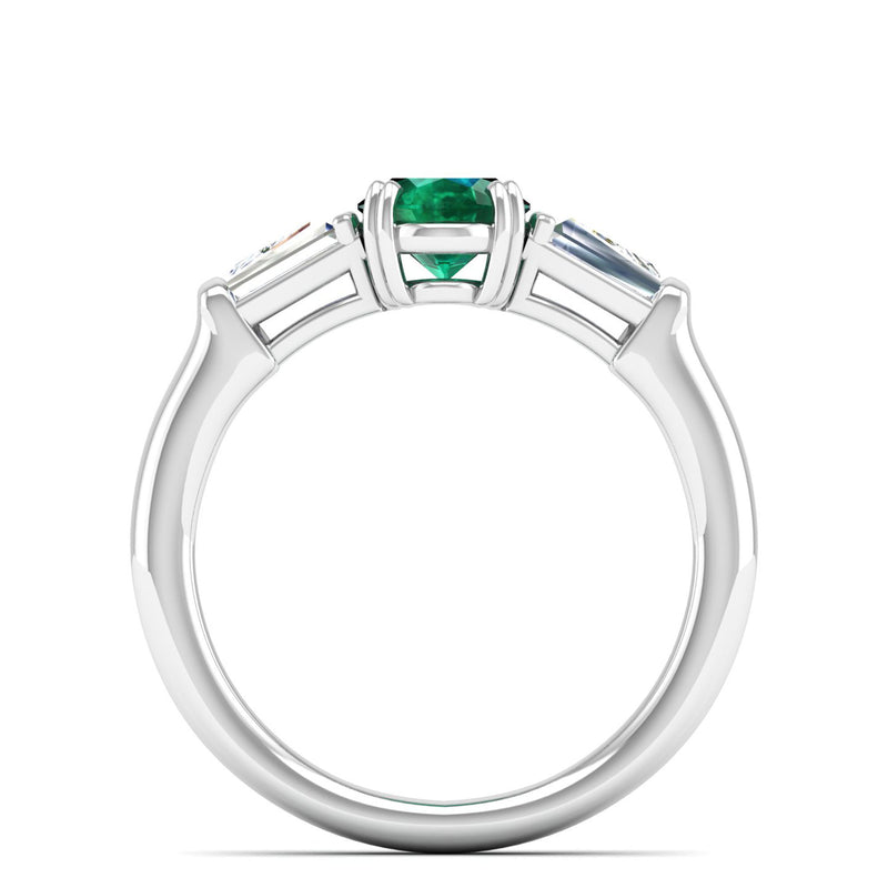14K White Gold - Emerald