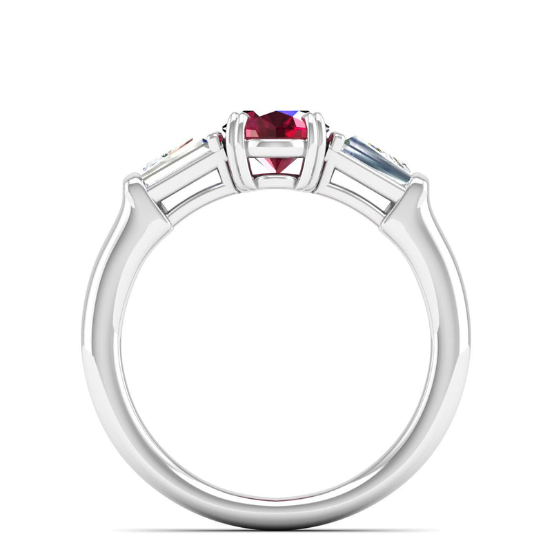 14K White Gold - Ruby