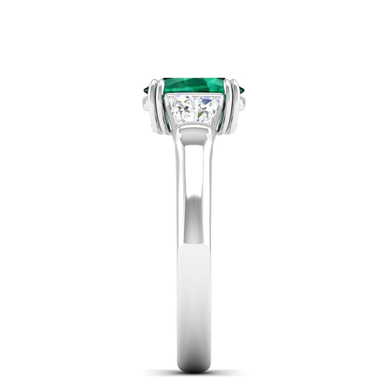 14K White Gold - Emerald