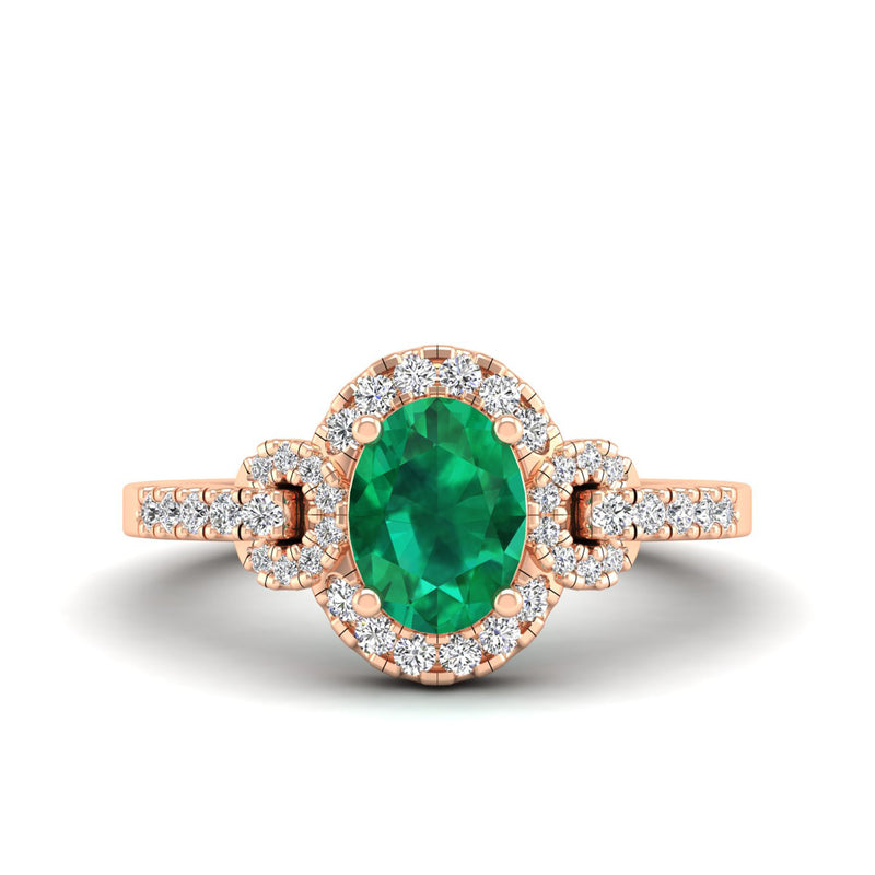14K Rose Gold - Emerald