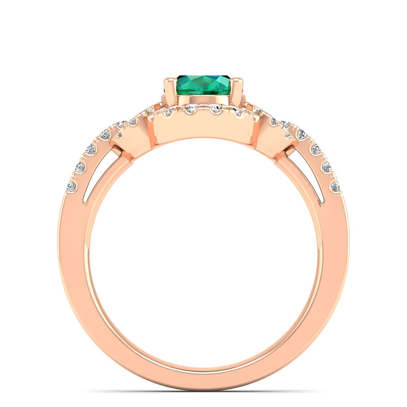 14K Rose Gold - Emerald