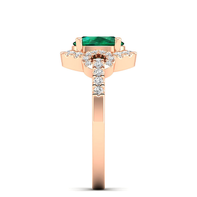 14K Rose Gold - Emerald