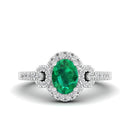 14K White Gold - Emerald