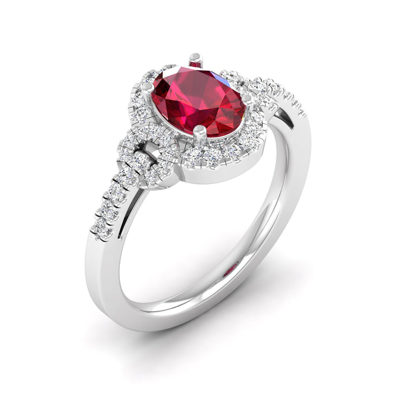14K White Gold - Ruby