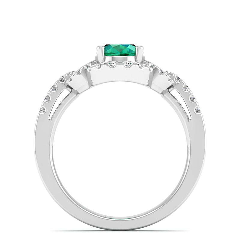 14K White Gold - Emerald
