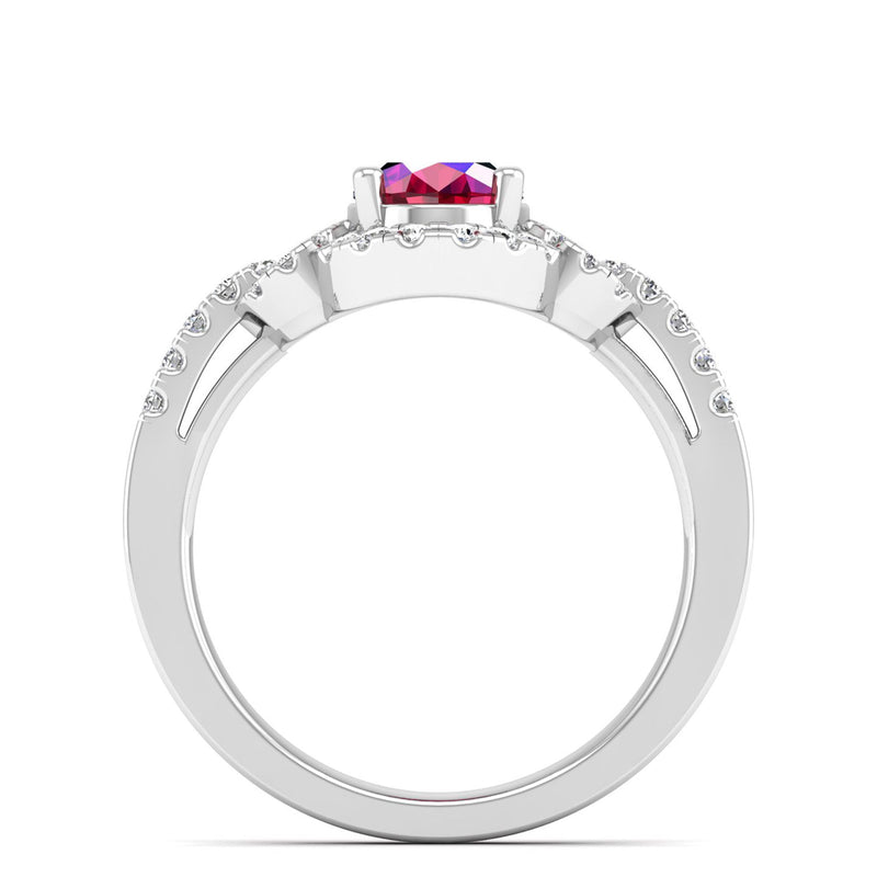 14K White Gold - Ruby