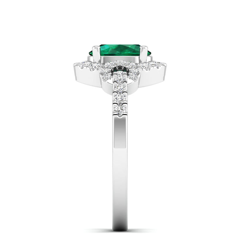 14K White Gold - Emerald