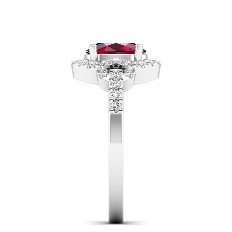 14K White Gold - Ruby