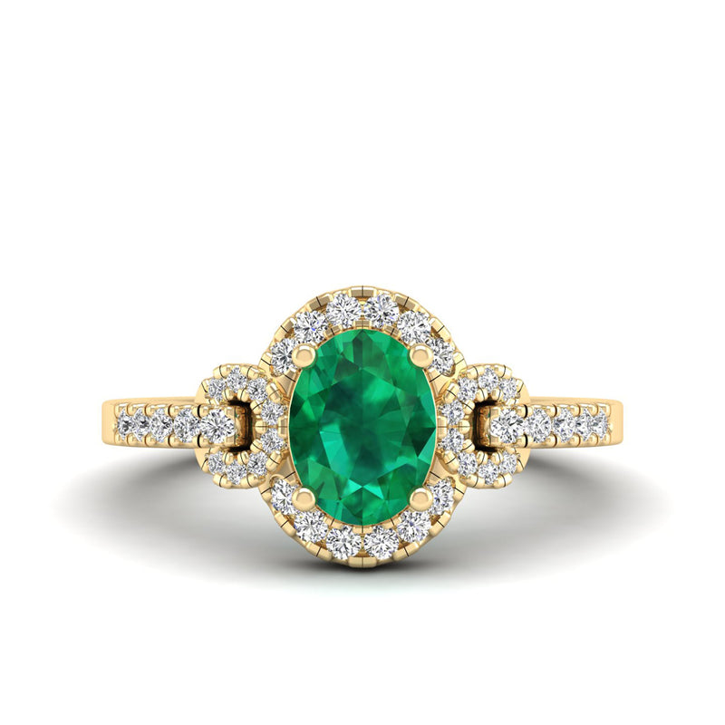14K Yellow Gold - Emerald