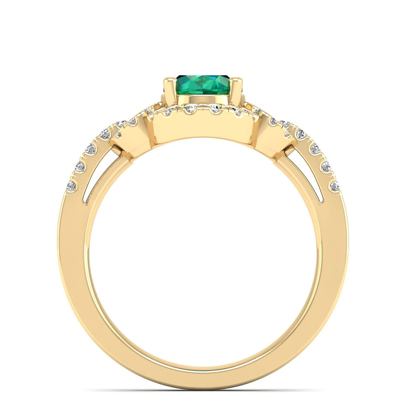 14K Yellow Gold - Emerald