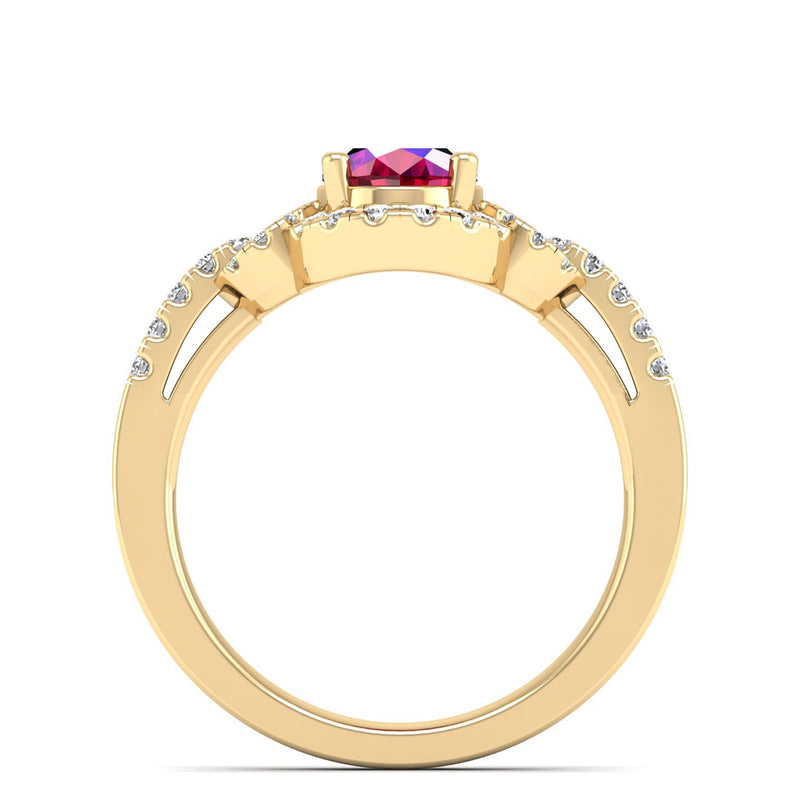 14K Yellow Gold - Ruby