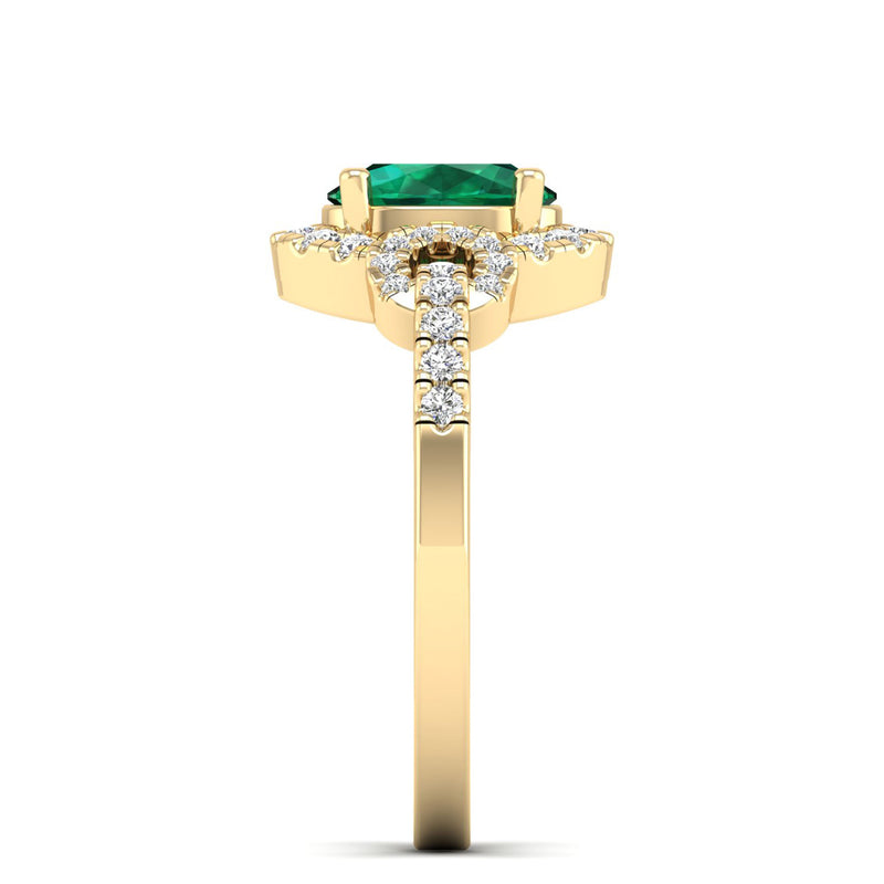 14K Yellow Gold - Emerald