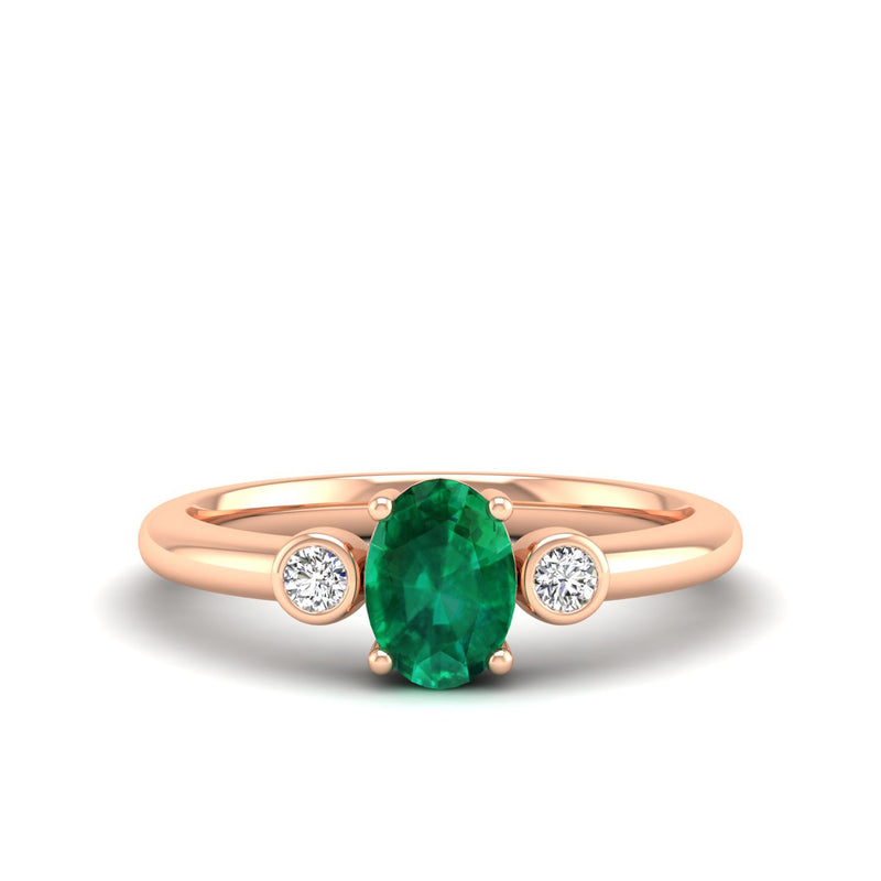 14K Rose Gold - Emerald