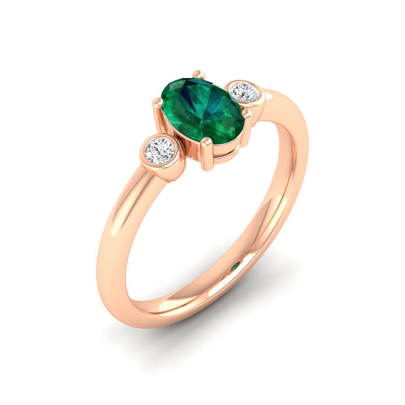 14K Rose Gold - Emerald