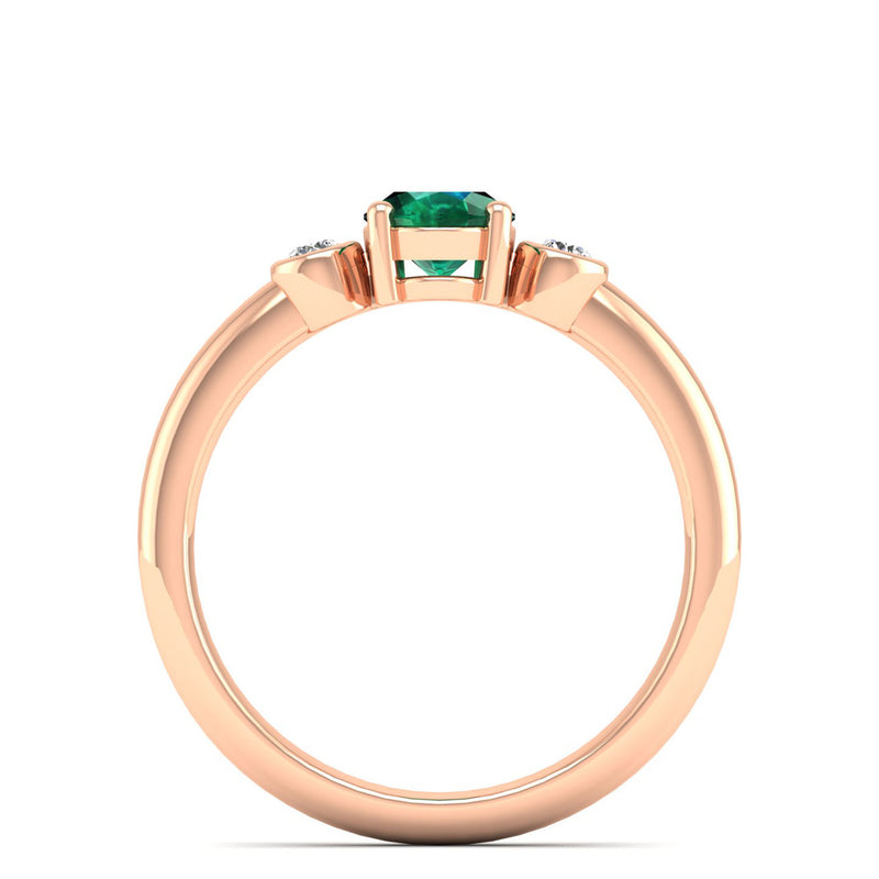 14K Rose Gold - Emerald