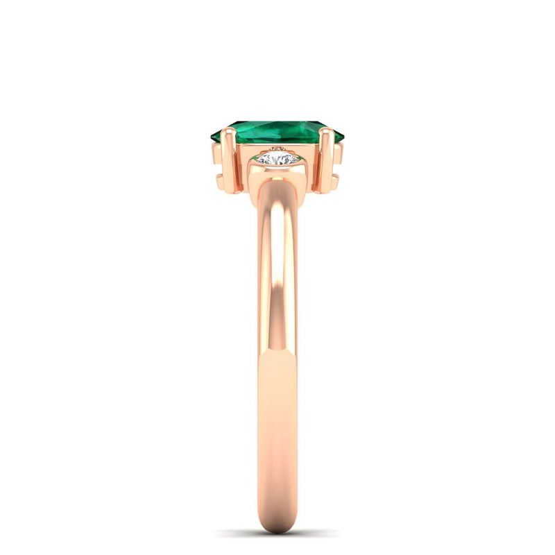 14K Rose Gold - Emerald