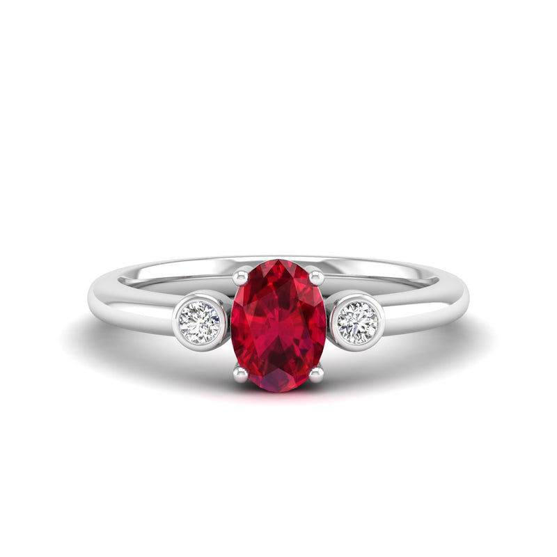 14K White Gold - Ruby