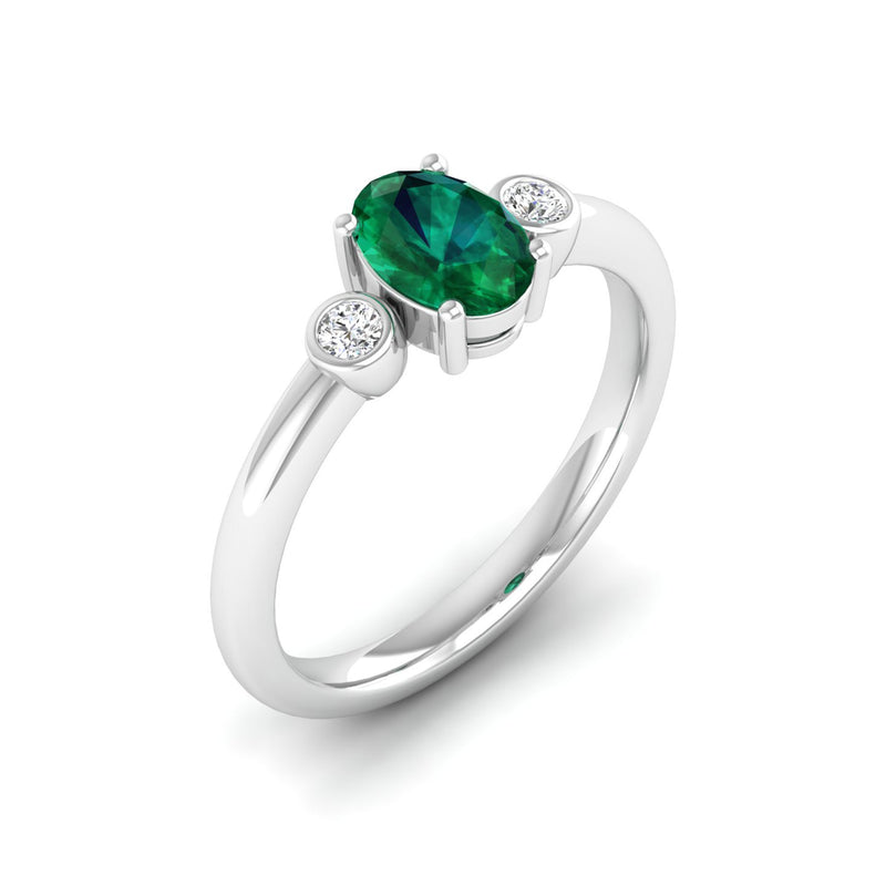 14K White Gold - Emerald
