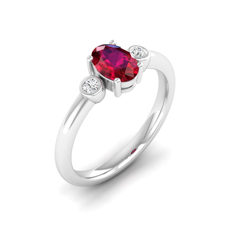 14K White Gold - Ruby