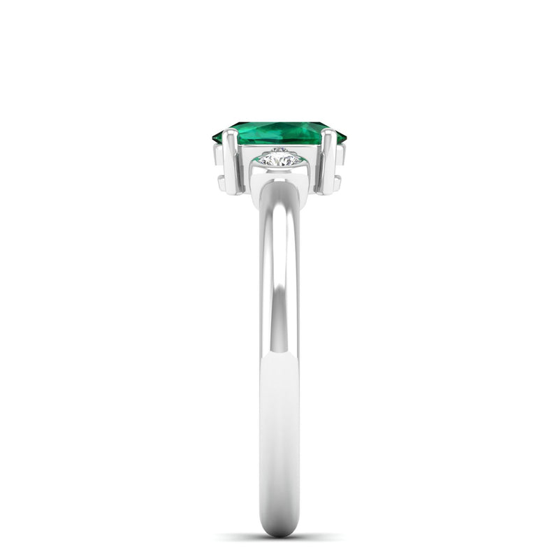 14K White Gold - Emerald
