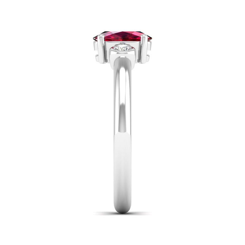 14K White Gold - Ruby