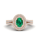 14K Rose Gold - Emerald