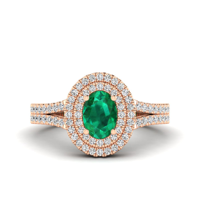 14K Rose Gold - Emerald