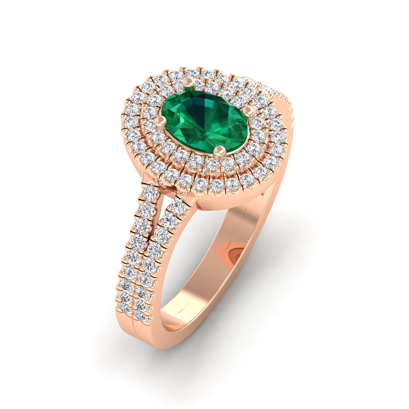 14K Rose Gold - Emerald