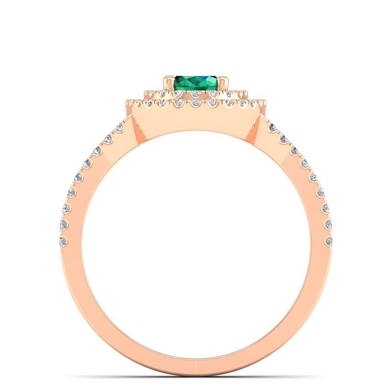 14K Rose Gold - Emerald