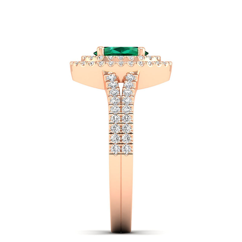 14K Rose Gold - Emerald