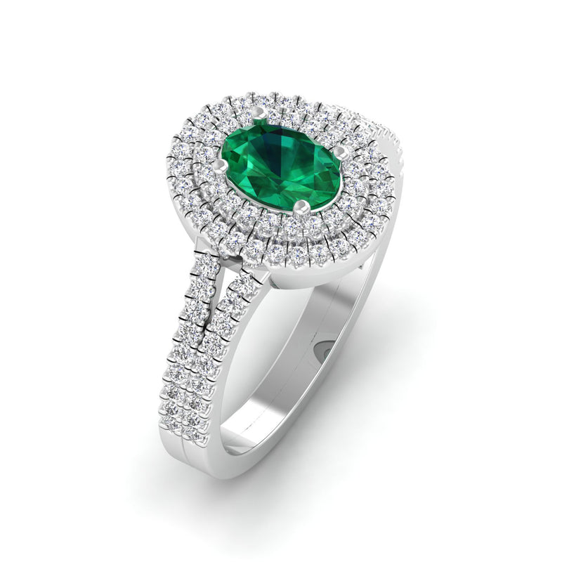 14K White Gold - Emerald
