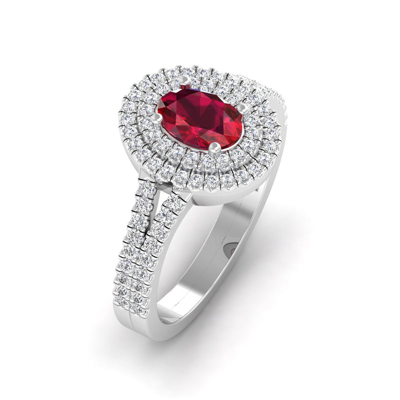 14K White Gold - Ruby