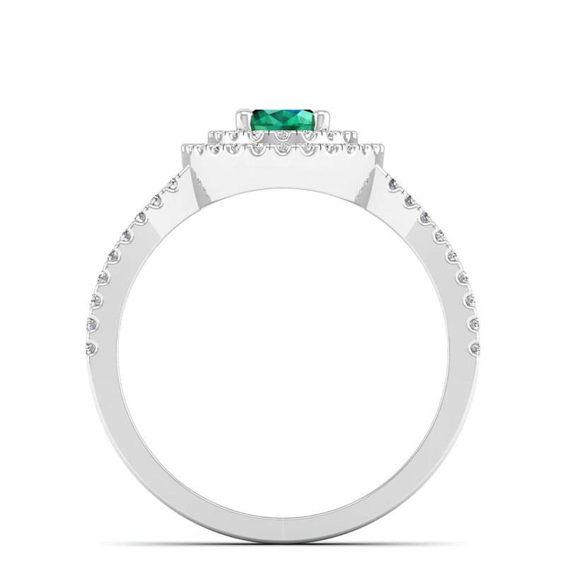 14K White Gold - Emerald