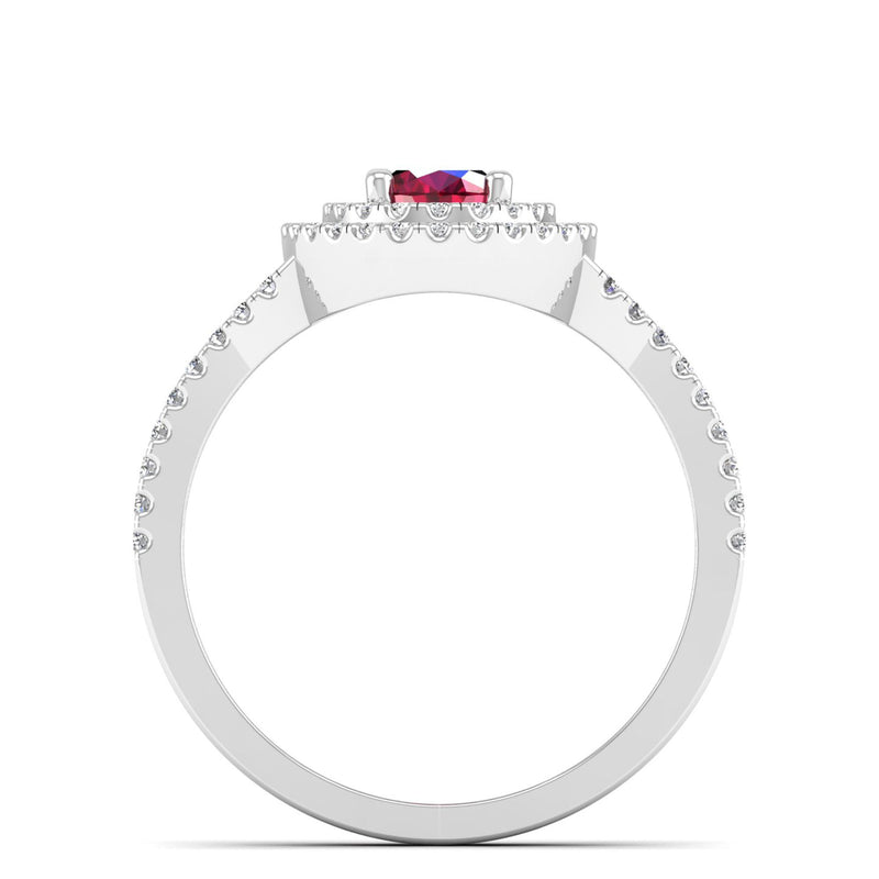 14K White Gold - Ruby
