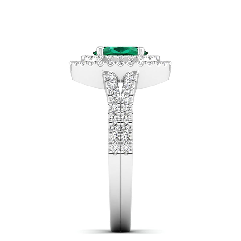 14K White Gold - Emerald
