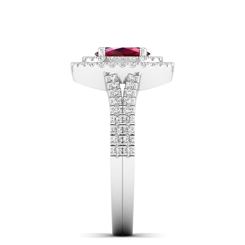 14K White Gold - Ruby