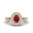 14K Yellow Gold - Ruby