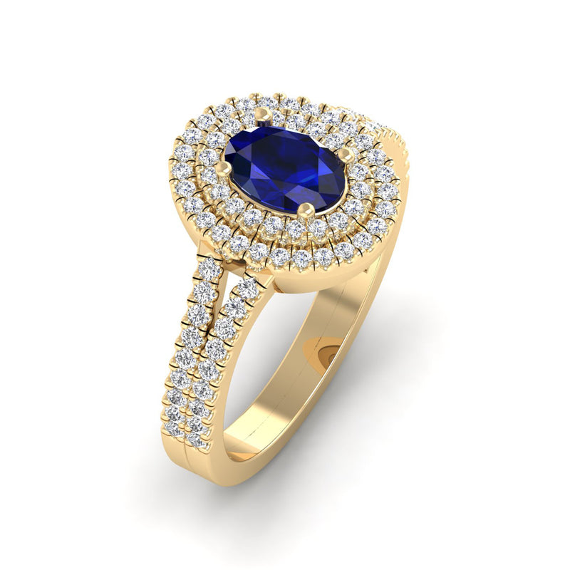 14K Yellow Gold - Sapphire