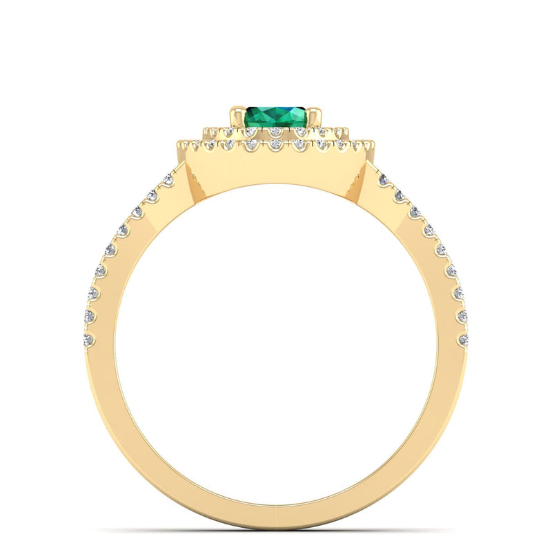 14K Yellow Gold - Emerald
