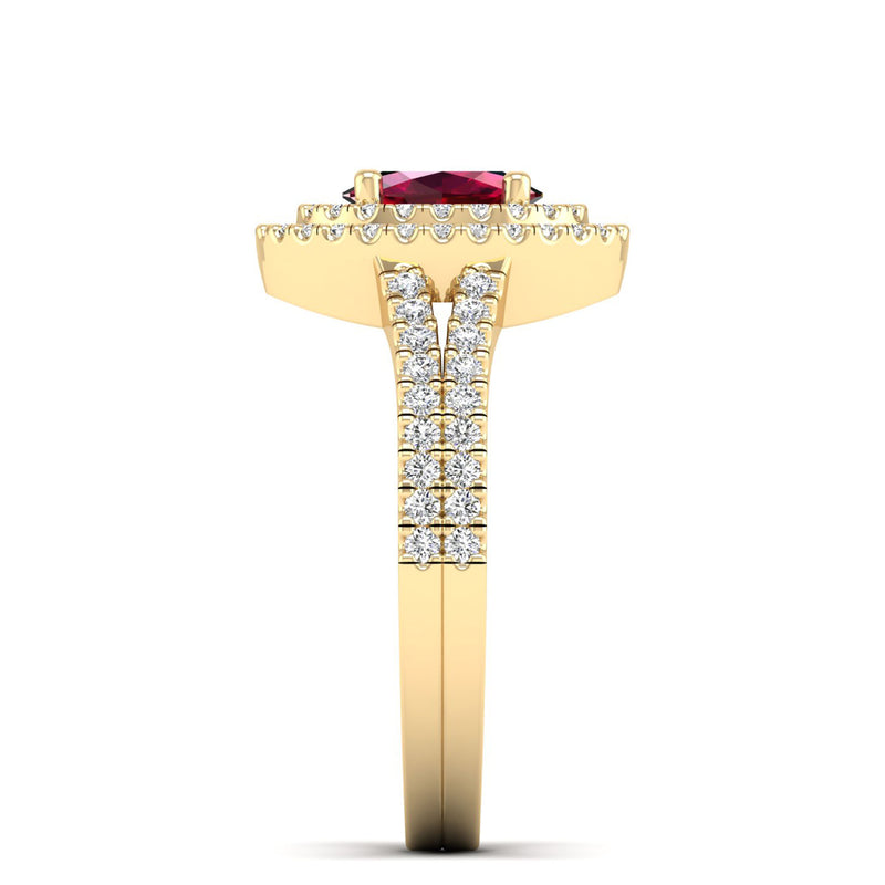 14K Yellow Gold - Ruby