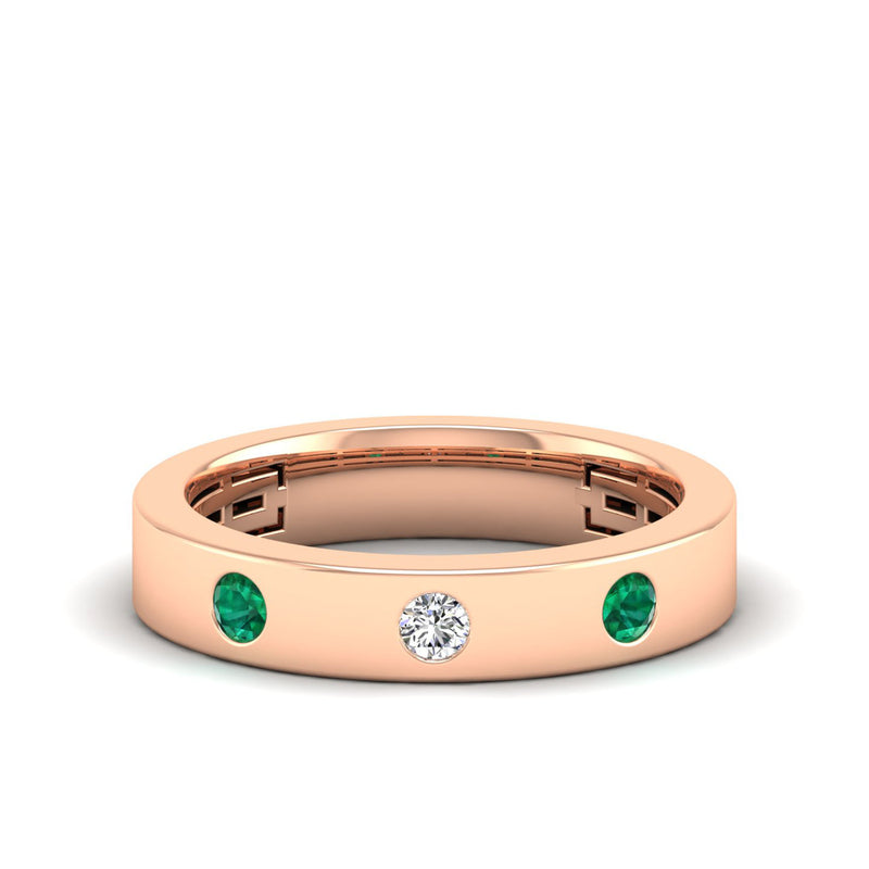 14K Rose Gold - Emerald